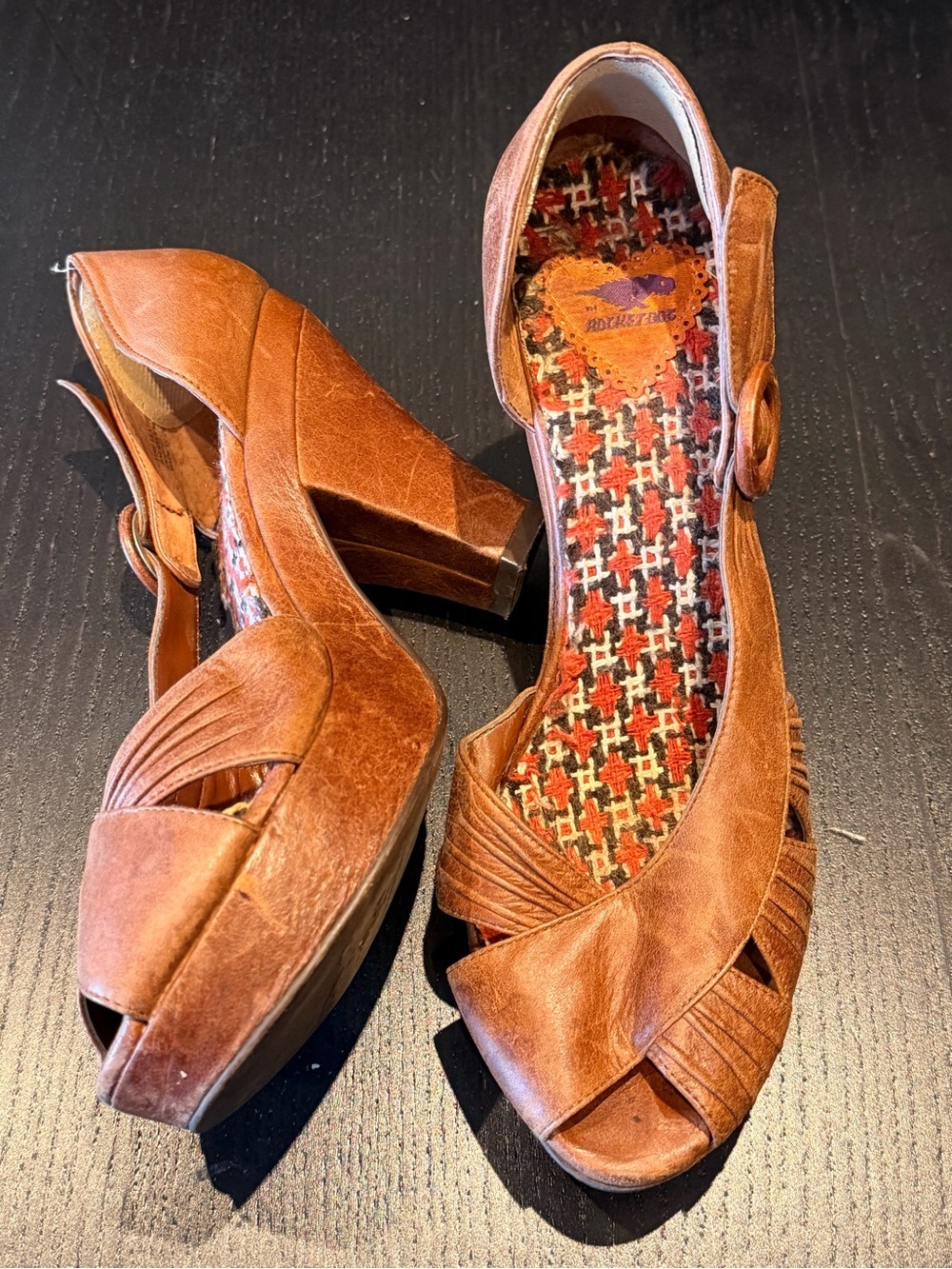 Rocket Dog Brown Sueded Platform Peep-Toe Heels